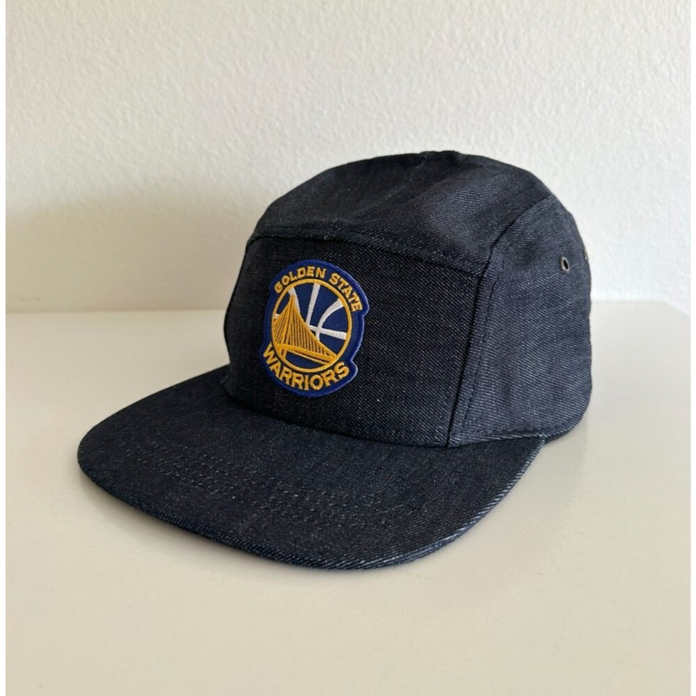 Golden State Warriors Vtg Newspaper Boy Snapback Denim Chambray Cap Logo Patch